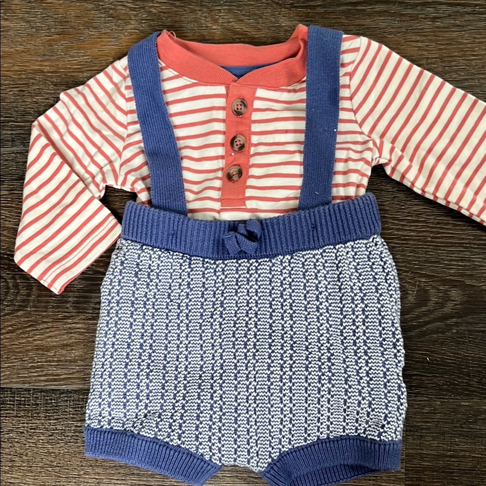 Striped Red, White and Blue Baby Suspender Outfit